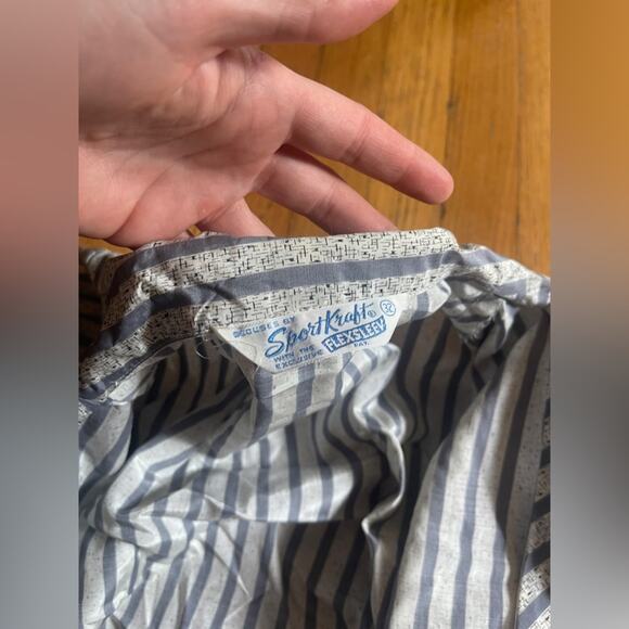 40s Vintage Grey Two Piece Striped Skirt Suit - Picture 8 of 11